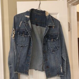 Kut from the Kloth Ripped Blue Jean Jacket